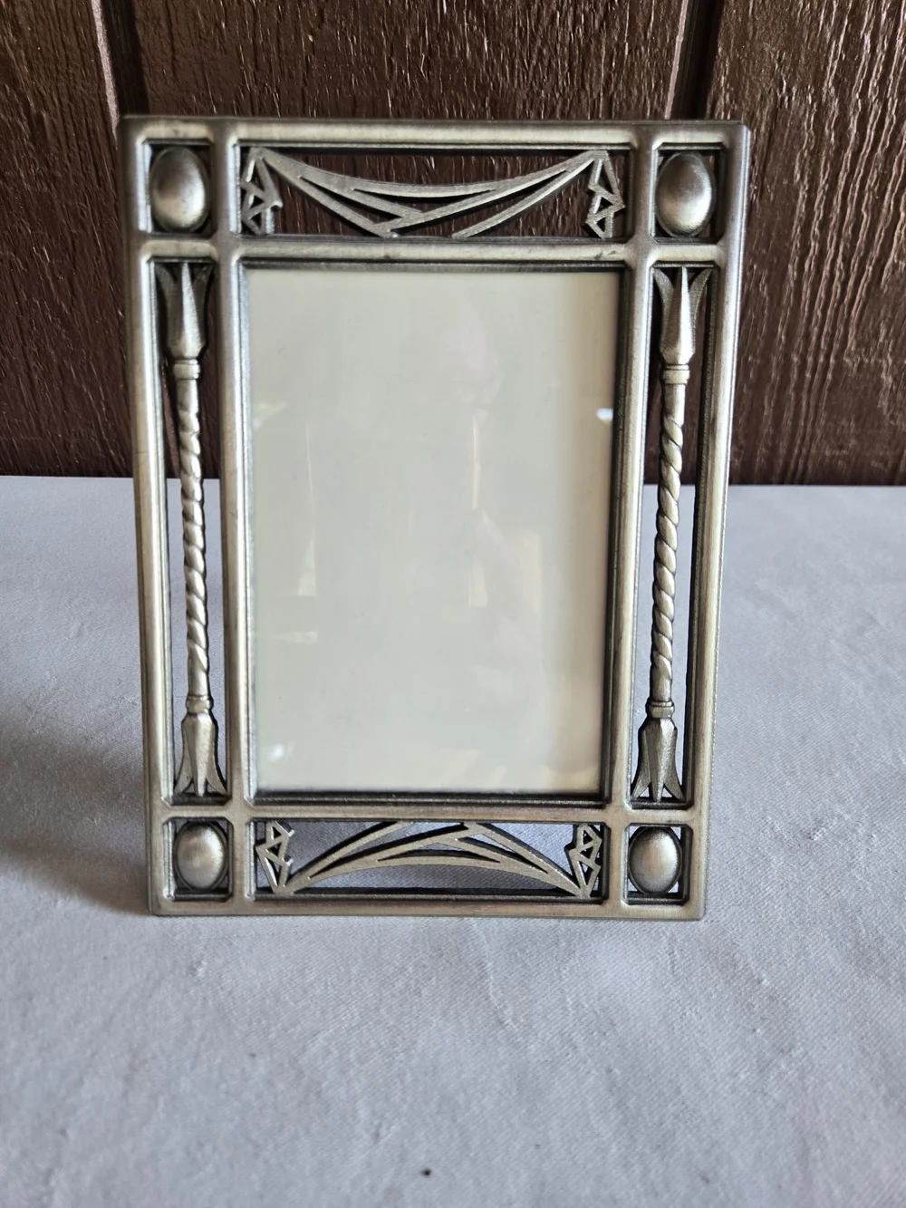Elegant Geometric Empire Inspired Silver Decorative Picture Frame
